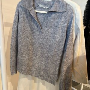 Gray Knit Collared Sweater